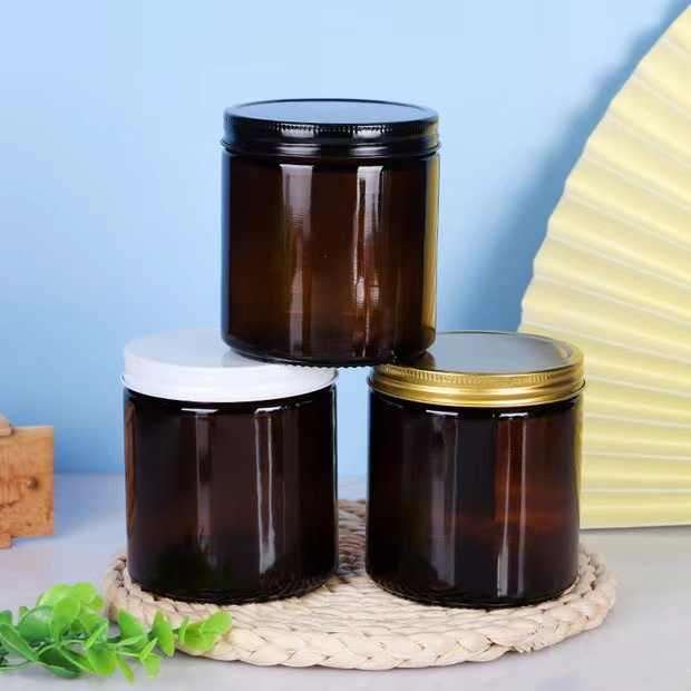 16oz Amber Clear Big Size Luxury Empty Straight Sided Glass Candle Jar ...