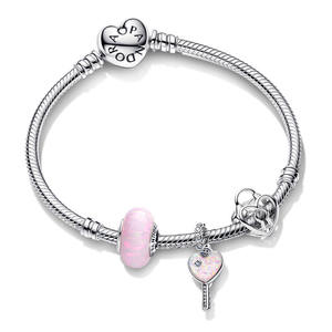 Juego de Pulseras de Amor Verdadero con Candado en Forma de Corazón y Llave de Circonio, Plata 925, Regalo de Boda Unisex - Product Image 2