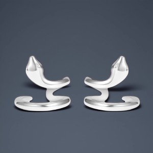 Snake Shape <b>Cuff</b> Earrings Tibetan <b>Silver</b> Animal Design For Party Wear Unisex <b>Ear</b> Clips Hip Hop Style Light Luxury Jewelry - Product Image 1