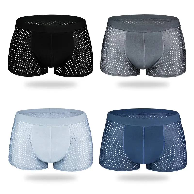 Summer Men's Briefs Boxers 4 Pack In One Box Breathable Cool Ice Silk Plus Size Mens Sexy Underwear