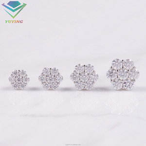 VVS moissanite GRA certificate Flower <b>stud</b> earrings 100% Pass diamond tester Hiphop Gold plated 925 <b>sterling</b> sliver earrings - Product Image 4