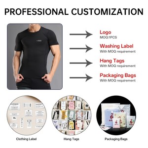 <span class=keywords><strong>T</strong></span>-<span class=keywords><strong>shirt</strong></span> de sport pour homme, à séchage rapide, ajusté, manches courtes, évacuation de l'humidité, en nylon, col rond, pour la course à pied - Product Image 6