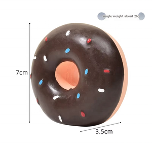 Çok renkli karikatür Donut lateks köpek çiğnemek oyuncak komik ses interaktif güvenlik Pet oynarken gıcırtılı halka oyuncaklar - Product Image 3