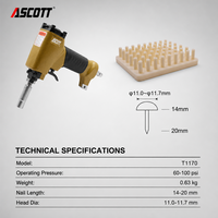 ASCOTT T1170 Cloueur pneumatique industriel 11,7 mm pour clous décoratifs, pistolet à clous pour ameublement et rembourrage de canapés, OEM
