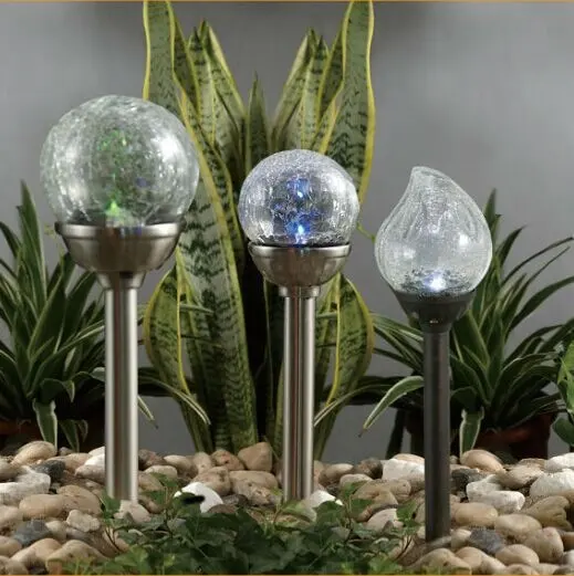 Outdoor Smart Garden Solar Crackle Glas Flamme/Eule/Vogel Pfahl Licht Solar Glas Farbwechsel Ornamente Licht