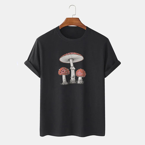 Custom <b>Mushroom</b> Graphic Print T <b>Shirt</b> Premium Cotton Casual Half Sleeve Streetwear Tee Wholesale - Product Image 3