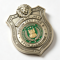 Badge de revers personnalisé en émail dur, motif Tête de Lion, plaqué or vintage, en métal gravé avec texte