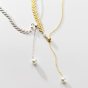 สร้อยคอเงินแท้ S925 ดีไซน์สวยหรู สไตล์ญี่ปุ่น-เกาหลี เรียบง่าย ประดับมุก พร้อมตัวล็อคแบบ D-Ring  สำหรับตกแต่งกระดูกไหปลาร้า - Product Image 1