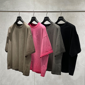 American Vintage Washed Boxy Fit T-Shirt, Retro <b>Distressed</b> Loose Casual <b>Tops</b> for Men - Product Image 1