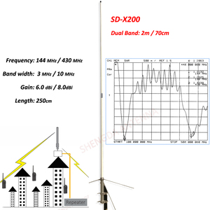 2,5 m <span class=keywords><strong>VHF</strong></span>/UHF-Dualband-Glasfaser antenne 8,5/10,5 DBi-Basisstation Antennen diamanten X200 X50 X30 mit SO239-Anschluss - Product Image 2