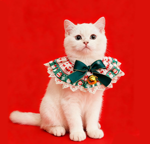 Collier pour animaux de compagnie à imprimé animal simple et accessoires en satin mignons avec collier pour animaux de compagnie pour Noël - Product Image 4