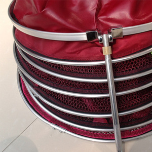 Fishing Net <b>Basket</b> With Double Handle Collapsible <b>Mesh</b> Storage Bag For Fishermen Outdoor Use Multi Purpose Orange And Red - Product Image 4