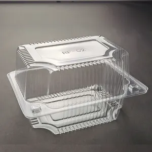 Kemasan Plastik Kotak Blister Bening Wadah Makanan PET Clamshell, Kotak Kue Kotak Makanan Penutup