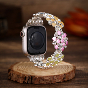 Lionorm lujo mujer Bling flor reloj pulsera correa de Metal elástico para <span class=keywords><strong>Apple</strong></span> <span class=keywords><strong>Watch</strong></span> serie 11 banda 46mm 1 <span class=keywords><strong>2</strong></span> 3 4 5 6 SE - Product Image 3