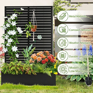 <span class=keywords><strong>Jardinière</strong></span> en acier galvanisé thermolaqué avec treillis pour plantes grimpantes, potager surélevé, écran d'intimité, <span class=keywords><strong>fleurs</strong></span>, modélisation 3D pour la maison - Product Image 3