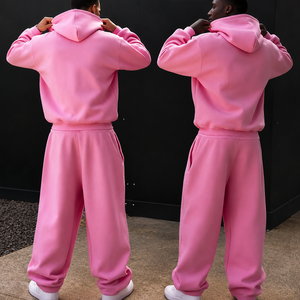 Conjunto de Sudadera y Pantalones Deportivos para <span class=keywords><strong>Hombre</strong></span>, Estilo Urbano, Oversize, Corte Recto, con Capucha, Personalizado, de Forro Polar, para Correr y Hacer Ejercicio - Product Image 3