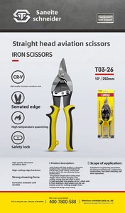 Taglio di latta per aviazione di qualità manopola per mano da 250mm con manico in acciaio inossidabile taglierina per beccaccino seghettata - Product Image 4