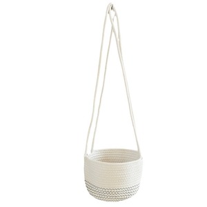 Panier suspendu rond en coton tissé, pliable, pour plantes d'intérieur et d'extérieur - Product Image 5