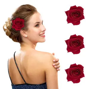 Großhandel Rose Haar Clip Blume Haar pin Rose Brosche Floral Clips für Frau Mädchen Party Hochzeit