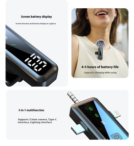 Auslet mới đến không dây Lavalier Microphone kép mic ba trong một Mini clip trên máy ghi âm - Product Image 5