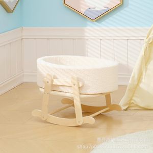 Cuna de madera para bebé con base oscilante de 0 a 6 meses, estilo escandinavo, para recién nacidos - Product Image 3
