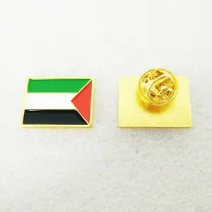 Harga pasokan langsung pabrik murah logam persegi panjang bendera Palestina kerah pin lencana bros organisasi amal