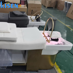 Table de lavage et de massage capillaire professionnelle Kisen avec bac à shampoing, lit de spa chauffé pour thérapie aquatique de la tête, lit de pédicure et lit de shampoing avec vapeur - Product Image 4
