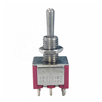 Mini-interrupteur à bascule 3 positions (ON-OFF-ON), broches droites, boîtier rouge pour micro de guitare et modification de circuit d'instrument