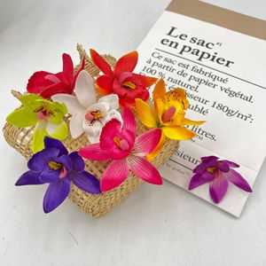 Venta al por mayor de fábrica: Orquídea artificial de <span class=keywords><strong>siete</strong></span> colores, pequeña, para decoración de bodas, rama individual, para tocados y restaurantes. - Product Image 1