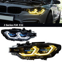 Para BMW Serie 3 F30 F35 2013-2018, Conjunto de Faros Delanteros Bi-LED Láser con Proyector, Estilo Deportivo Mejorado, Ojo Dorado, DRL de Doble Color