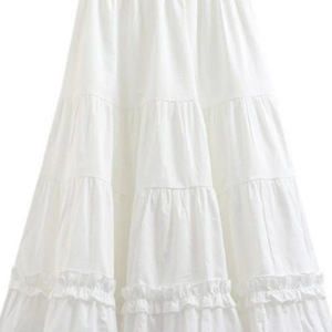 Jupe midi blanche en forme de A, jupe en tulle pour femme printemps/été, jupe plissée mignonne et amincissante, jupe à volants. - Product Image 3
