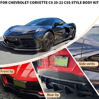 Kits carrosserie compatibles Chevrolet Corvette C8 2020-2021, kit carrosserie OEM en fibre de carbone, séparateur avant, jupes latérales, diffuseur arrière, aileron