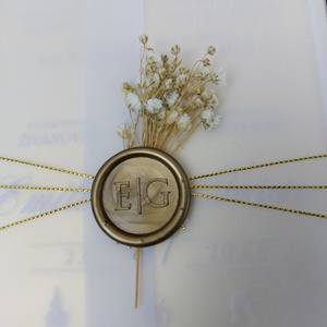 <span class=keywords><strong>Carte</strong></span> <span class=keywords><strong>d</strong></span>'<span class=keywords><strong>invitation</strong></span> de mariage en acrylique avec sceau de cire et fleur séchée pour Quinceanera - Product Image 6