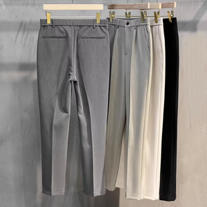 <span class=keywords><strong>Pantaloni</strong></span> Casual Premium da <span class=keywords><strong>Uomo</strong></span> Vestibilità Classica Senza Stiratura <span class=keywords><strong>Vita</strong></span> Elastica Piatta Espandibile Tinta in Capo Cotone Leggero - Product Image 3