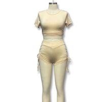 Logo personnalisé Sports et loisirs Spice Girls deux pièces Yoga ensemble col rond manches courtes taille chemise et short mince costume