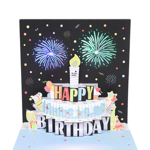 Tarjeta de Cumpleaños Musical 3D para Niños, Impresión Offset en Color CMYK, Corte Láser, Luz, Hecha a Mano, Tarjeta de Papel Pop-up Soplable - Product Image 1