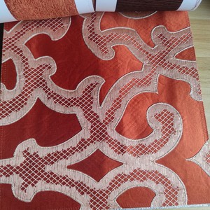 Cortinas textiles <span class=keywords><strong>de</strong></span> lujo <span class=keywords><strong>para</strong></span> el hogar, tela <span class=keywords><strong>de</strong></span> tapicería interior rojo-naranja y tela <span class=keywords><strong>de</strong></span> cortinas con patrón <span class=keywords><strong>de</strong></span> <span class=keywords><strong>hilo</strong></span> dorado plateado - Product Image 6