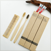 Kit de brosses à dents en bambou biodégradable personnalisé, kit dentaire, peigne, kit d'articles de toilette secs pour chambre d'hôtel 5 étoiles