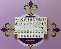 Ubin Mahjong Akrilik Berkilau Motif Mardi Gras, Pola Masker & Fleur-de-lis, Hadiah Permainan Pesta Bertema Karnaval