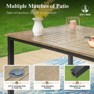 <span class=keywords><strong>Tavolo</strong></span> Rettangolare Moderno PRUNIA in Alluminio con Foro per Ombrellone e 6 <span class=keywords><strong>Sedie</strong></span> con Braccioli, Set da Esterno per Patio, <span class=keywords><strong>Giardino</strong></span> e Veranda - Product Image 4