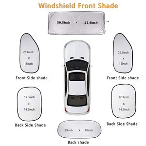 Car Sunshade Front And Side Windshield Silver Coated Six Piece Set Foldable Heat Insulation Summer Protection - Product Image 1