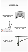 Table pliante moderne robuste en HDPE de 6 pieds, mobilier d'extérieur pour pique-nique, camping, salon et hôtel