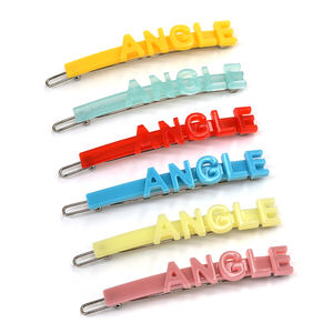 1 lot d'épingles à cheveux en plastique, élégantes épingles à cheveux avec mots pour femmes, lettres personnalisées, nom et couleurs - Product Image 4