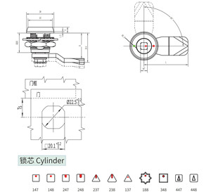 Pour les cylindres de serrure à came à loquet de Compression carré en acier inoxydable Southco E3 pour les applications ferroviaires et de bus - Product Image 6