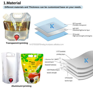 3L/5L ยืนขึ้นกระเป๋า vitop วาล์วอลูมิเนียมฟอยล์บรรจุภัณฑ์การพิมพ์กราเวียร์สำหรับไวน์น้ำผลไม้เครื่องดื่มน้ำแชมเปญ - Product Image 6