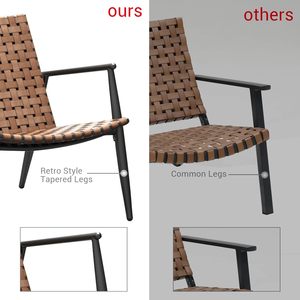 Ensemble bistrot moderne 3 pièces pour extérieur, structure en aluminium thermolaqué, chaises 2 places aspect cuir et rotin, mobilier d'extérieur - Product Image 5