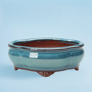Maceta de Bonsái de <span class=keywords><strong>Cerámica</strong></span> Yixing al por Mayor, Ecológica, Duradera, Pequeña, Multiestilo, de Porcelana con Esmalte Azul, para Uso en Interiores y Exteriores, para Flores - Product Image 1