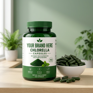 Cápsulas de Chlorella Premium, 60 Cápsulas Vegetales, Suplemento de Alga Verde Natural Pura, Superalimento, Cápsulas de Chlorella Orgánica, 60 Vegetales - Product Image 1