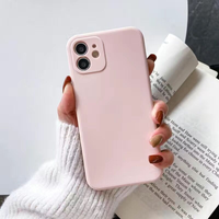 Coque de téléphone en silicone liquide couleur bonbon pour iPhone 15 14 Plus 13 12 16 Pro Max, antichoc, souple, en TPU, design uni pour 11 Pro