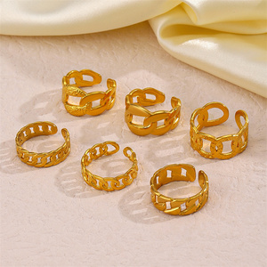 Anillo Abierto Ajustable de Acero Inoxidable con Baño de Oro para Hombre y Mujer, Joyería al por Mayor, Novedad, Personalizado, Antideslustre - Product Image 4